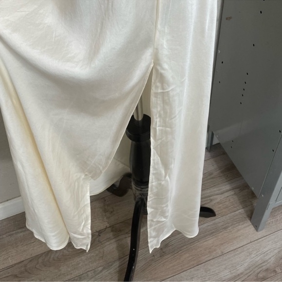 Vintage 90’s 100% Silk Slip Dress Silk Dress Cream White Cowl Prom Sheer - Picture 5 of 5